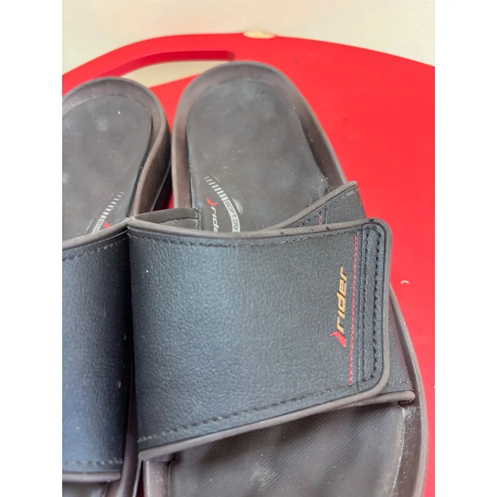 Rider Soft Dry Mens Slide Sandals Black Adjustable‎ Strap Size 12 Made in Brazil